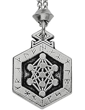 Handgemachte Runen Skandinavier Wikinger Odin Yggdrasil Zinn Anhänger (mit der 22 Zoll Kette)