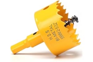 FASTDEPLE Sega tazza 55mm, bi-metallica sega a tazza per legno, frese a tazza per metallo con adattatore esagonale e punta di centraggio per ferro, alluminio, legno, cartongesso, giallo