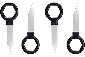 LEMLIN 4 Pièces Clé Extraction Autoradio, Autoradio Adaptateur Demontage, Clés Extraction Stéréo Voiture, en Acier Inoxydable Solide (Noir),Compatible Convient à la Plupart des Voitures