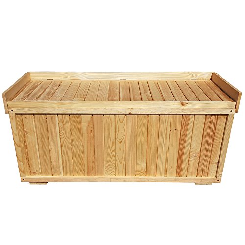 proheim Auflagen-Box mit Sitz aus 100% FSC Holz stabile Universal-Box Kissen-Box Sitzbank, Farbe:Natur, Größe:122 x 41 x 56 cm - 4