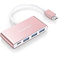 LENTION 4-in-1 USB-C Hub with Type C, 3*USB3.0 Compatible 2023-2016 MacBook Pro/Air 13/14/14/15/16, New Mac Air/Surface, ChromeBook, More, Multiport Charging & Connecting Adapter (C13se, Rose Gold)