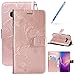 Produktbild Robinsoni Kompatibel mit Samsung Galaxy S10e Hülle Leder Handytasche,3D Relief Schmetterling Muster PU Lederhülle Brieftasche Schutzhülle Flip Case Ständer Etui Wallet Tasche Klapphülle,Rose Gold