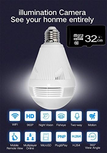 Forsea Wireless Bulb Shape 960P HD Pan Tilt Network Home Security CCTV IP Camera IR Night Vision WiFi Webcam Voice Intercom Mobile Alarm House safing artifact Intelligent Surveillance Camera