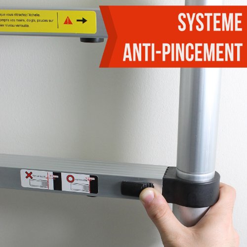 Linxor ® Profi Alu Teleskopleiter mit 2,60 m, 3,20 m und 3,80 m Länge, mit Transporthülle und Schutzhandschuhen – Norm EN131 - 6