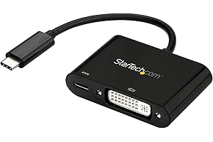 StarTech.com Adaptateur USB-C vers DVI - Convertisseur d'Écran Vidéo 1080p USB Type-C vers DVI-D Single Link avec Chargement - 60W PD Pass-Through - Compatible Thunderbolt 3 - Noir (CDP2DVIUCP)