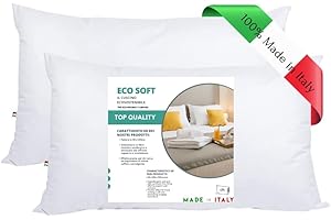 GM ECO Soft Cuscini Letto 50x80 Guanciali per dormire 2 pezzi rivestimento in fibre sintetiche anallergiche fresco lavabile anallergico e traspirante Made in Italy