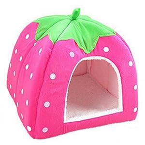 topdo 1 pcs nido de fresas caseta perro casa perro arena de suministros para mascotas perro Jaula Rosa, algodón, Rosa L, 36*36cm