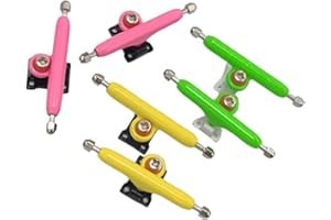 Leefai Lot de 6 trucks de 34 mm de large – Forme standard G1 Finger Skateboard Truck avec vis et outil – Apparence et composants Rose, vert et jaune