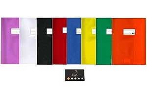 BLUMIE SHOP Lot de 8 Protèges Cahiers A4+ 24 x 32 cm Coloris Assortis + 1 Index Adhésif Blumie
