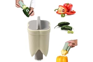 CLRZOL Estrattore di semi di peperone, 2 in 1 Tagliapeperoni, Estrattore di semi di frutta, Togli-torsolo di verdure per Gadget da cucina (Beige)