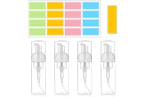 CATOR 4 Piezas 50 ml Botella de Espuma, Recargables Botellas de Espuma de Viaje, Dispensador Jabon Baño Plástico Transparente, Botes para Gel y Champu Rellenables, para Viajes, Baño y Hoteles