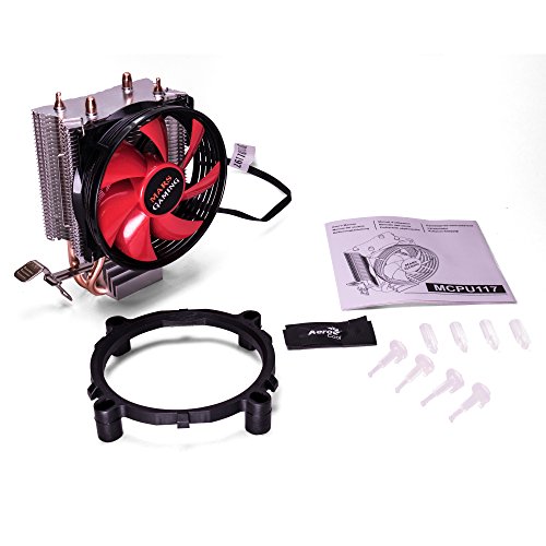 Mars Gaming MCPU117- Disipador gaming para ordenador  ventilador 90mm  tecnolog  a PWM  soporte AM4  TDP de hasta 120W  perfil ultradelgado  color rojo y negro