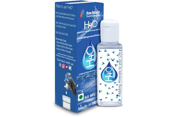 H4O (Pack of 2) TDS enhancing mineral drops for RO water Say goodbye to fatigue and body aches. Great Alternative to Calcium, Magnesium and Potassium Drop Essential Minerals for 1000 glasses of water