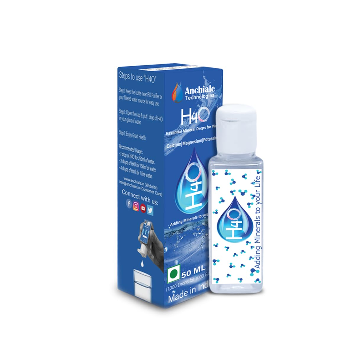 H4O (Pack of 2) TDS Enhancing Mineral Drops: Say Goodbye to Fatigue and Body Aches