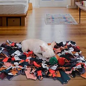 NUEVOS DOGGADIL Cotton Blended Jersey Shag Mats | Cosy, Comfy, Fluffy, Soft, Light Weight Mats for Pet |Anti-Slip Machine Washable Square Super Soft Cat Dog Pet Bed (Multicolor), L