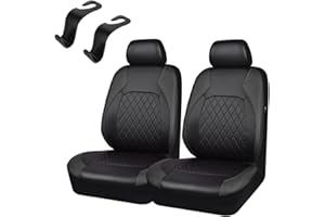 AZULLANSE 2 Stück Universal Schonbezüge PU Leder Sitzschoner,Auto-Sitzbezüge Vordersitze Kunst Leder,Sitzbezüge Seitenairbag universell,für Autositz Vorne für die meisten Autos LKWs Lieferwagen SUVs (schwarz)