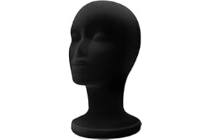 Siuwddee Mannequin Kopf Schaufensterpuppe Kopf Deko Schaufensterpuppe Schwarze Beflockung Perückenkopf Puppenkopf Perücke Stand, Standplatz Beweglicher Für Helme Mützen Brillen Kopfhörer