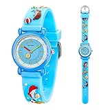 AIKURIO Kinder Uhr Analog Quarz 30M Wasserdicht mit 3D Cartoon-Muster SilikonBand AKR007