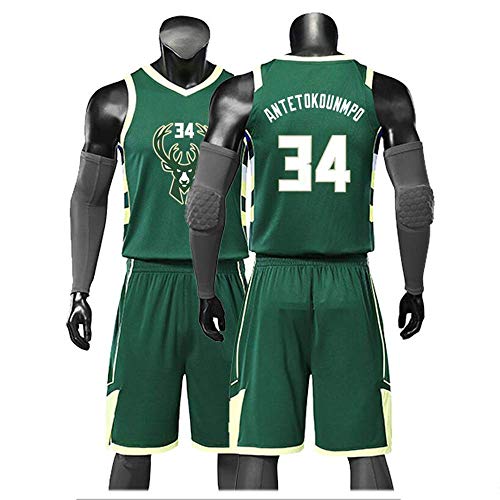 LHWLX 2019 Mens Jersey Milwaukee Bucks No.34 Uniforme De Basket-Ball Tops & Shorts Suit pour Les Amateurs De Basket (S - XXXL)