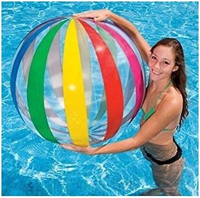 THUKRAL HAULAGE LIMITED Jumbo Beach Ball 42" (107cm) Glossy Inflatable Giant BlowUp Adult Kids Holiday Party Fun Swimming Pool Garden Toy