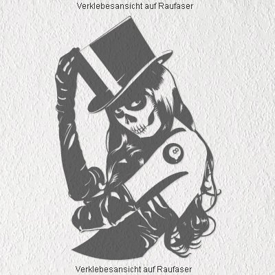 A762 Wandtattoo „Skull Girl“ Gothic 88cm x 60cm schwarz (erhältlich in 40 Farben) - 2
