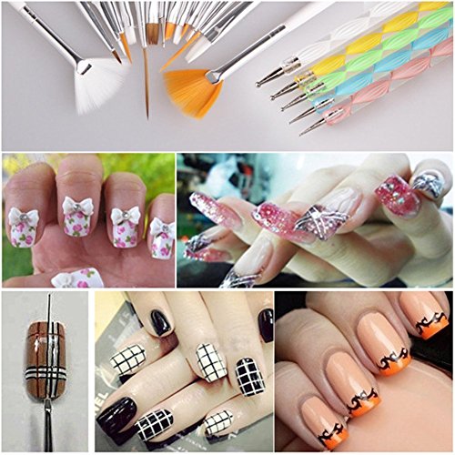 20 Stück Nail Art Pinsel + Punktierung Werkzeuge ,CIDBEST® Nail Art Design Malerei Zeichnung Pinsel-Punktierung Detaillierung Pen,Nail Art Bürste, Punktierung Detaillierung Pen, Marbleizing Punktierung Pen-Werkzeug-Satz, Schönheits-Anstrich-Polnisch-Bürsten und Punktierung Stift-Werkzeug-Set für natürliche, Falsch, Acryl- und Gel-Nägel - 7