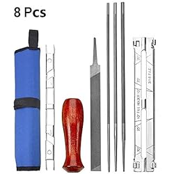 Trousse d'affûtage pour tronçonneuse, 8 pièces - Trousse de fichiers pour affûter une tronçonneuse pratique - Trousse-outils pour affûteuse de lime pour tronçonneuse - CESHUMD