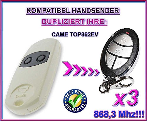 3 X CAME TOP 862EV compatible émetteur de remplacement de la télécommande , 868.3Mhz / Fixed code keyfob