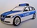 Produktbild Polizei - 7,9 cm * 4,5 cm - Bügelbild / Polizeiwagen Auto - Wagen Aufnäher - Applikation Patch Aufbügler - Polizeiauto Polizist zum Aufbügeln