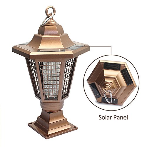 iRegro Solar Insektenkiller Lampe, Solarleuchte Insektenvernichter Camping Insektenschutz Lampe, Garten Dekorative Licht, Bug Zapper, Insektenabwehr für draußen Universalschutz und Dekoration - 2