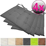 PROHEIM Stuhlkissen Nizza 40 x 40 cm im 4er Pack unifarben Sitzkissen für Stühle drinnen und draußen Stuhlauflage mit Haltebändern Steppkissen weich und robust, Farbe:Grau PROHEIM Stuhlkissen Nizza 40 x 40 cm im 4er Pack unifarben Sitzkissen für Stühle drinnen und draußen Stuhlauflage mit Haltebändern Steppkissen weich und robust, Farbe:Grau