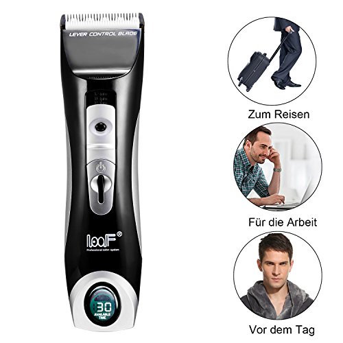 ACEVIVI Haarschneider Barttrimmer Körpertrimmer Elektronische Friseur Set Haarschneidemaschine für Kinder und Herren mit Akku und Netzbetrieb mit 2 Kammaufsätze(3-12mm), Schwarz - 4