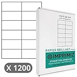 De marca Imprimiz. Agipa-Etiquetas adhesivas Brillantes-1200-Etiquetas 105 X 49,5 mm-blanco brillante para impresora láser, A4, 100 hojas adhesivas