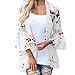 Produktbild MRULIC Damen Florale Kimono Cardigan Boho Chiffon Sommerkleid Beach Cover up Leicht Tuch für die Sommermonate am Strand Oder See (M, Weiß)