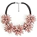 Foxnovo Women's Crystal Flowers Necklace Chain Choker Bib Necklace (Pink)