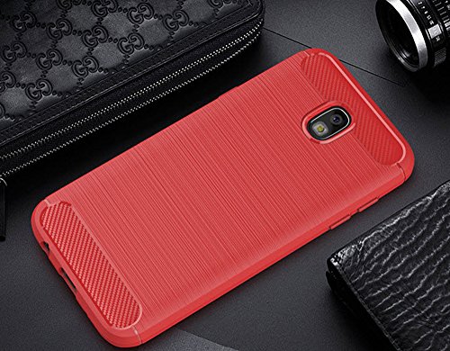 Funda Silicona Samsung Galaxy J5 2017   J530  DeepELE Colorido Suave Ultra Ligero Delgado Prueba Golpes Moda Cepillado Caso Trasera Protecci  n  Rojo