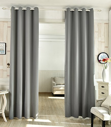 EUGAD VH5867dgr Gardine Vorhang blickdicht mit Ösen , leicht schwere Verdunkelungsgardine Verdunkelungsvorhang Ösenschal , 135×175 cm , Dunkelgrau - 2