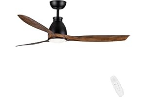 Newday Ceiling Fans with Lamps, Ceiling Fans with Light and Remote Control, Ceiling Fans Quiet Ventilatore Soffitto Motore DC con Luce LED Telecomando Silenzioso,132 cm Ventilatore Soffitto Legno