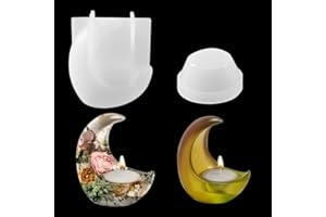 Zayookey Candle Holder Resin Mold Crescent Moon Tealight Holder Silicone Molds for Resin Casting Candlestick Mould DIY Art Craft Home Decoration (Moon Shape)