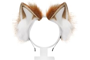 HDGSAFD Opaska na czoło z uszami zwierząt, lis, kot, futro, akcesoria imprezowe (brązowa)