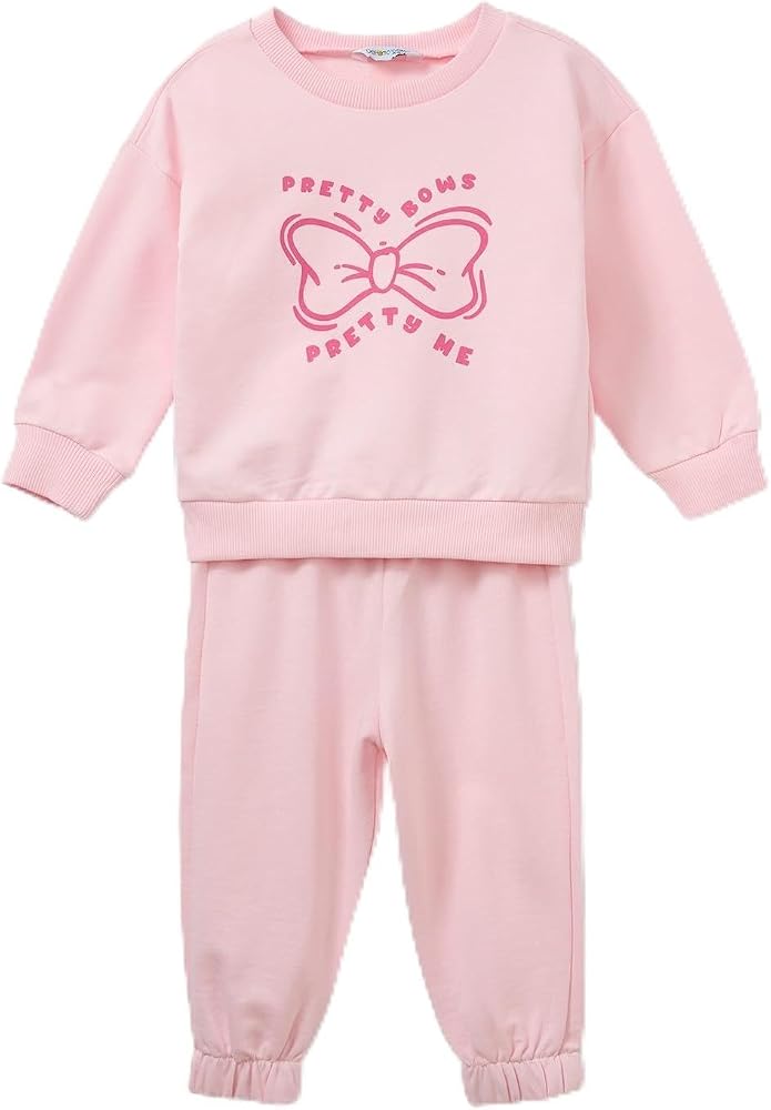 DeFacto Kalp Baskılı Sweatshirt Kumaşı 2'li Takım Kız Bebek