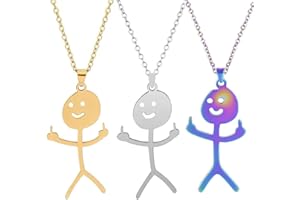 ComPDCVD Lustige Doodle Halskette 3 Stück Smiley Anhänger Kette Halskette Finger Match-Finger-Gesten-Halskette für Herren Damen mit Geschenkbox (Silver/Gold/Bunt)