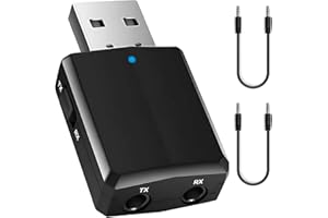 iJiZuo Adattatore Bluetooth USB 3 in 1, 5.0 Trasmettitore Ricevitore con 3.5mm AUX Wireless Audio Bluetooth, USB Adattatore Bluetooth, per TV PC Altoparlanti Auto-Nero