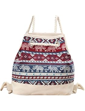 Baymate Damen Vintage Canvas Rucksack Schultasche Lässige Grosse Kapazität Tagesrucksack