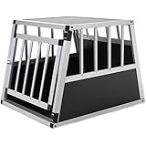 Jalano Hundebox aus Aluminium für den Transport kleiner Hunde Auto Gitterbox mit geneigter Rückseite für PKW Kofferraum