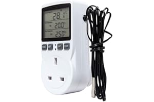 ECOARTHEATING Digital Thermostat Plug-in Thermostat Electric Heating and Cooling Temperature Controller White with 1.7m Sensor