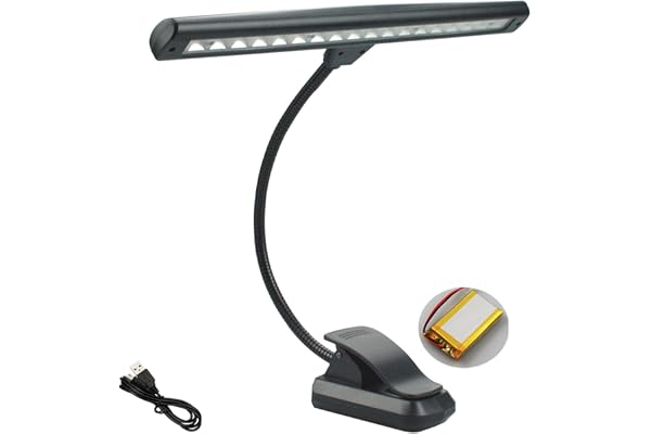 Kisbeibi Pupitre lumineux rechargeable, 18 LED à clipser, 3 couleurs de température et 2 niveaux de luminosité, parfait pour piano, orchestre, DJ et artisanat(ABS métal)