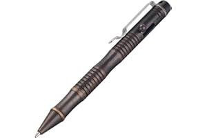 SMOOTHERPRO Ballpoint Pen Solid Brass Bolt Action Pen Heavy Duty for Tremor Parkinson Arthritic Hands Business Office Color Retro Black (BB202)