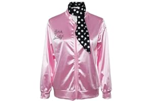 Seaehey Chaqueta de satén rosa para mujer de los años 50 y 70 s, chaqueta bomber de satén, estilo vintage universitario, chaqueta de béisbol con cremallera, color rosa