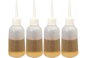 ULWSY N - A Flacon Compte-Gouttes Liquide, 4 flacons de Condiments de Remplissage compressibles en Plastique vides de 100 ML pour lubrifier la Colle de Lotion de Sauce à l'huile de Moteur, Transparent